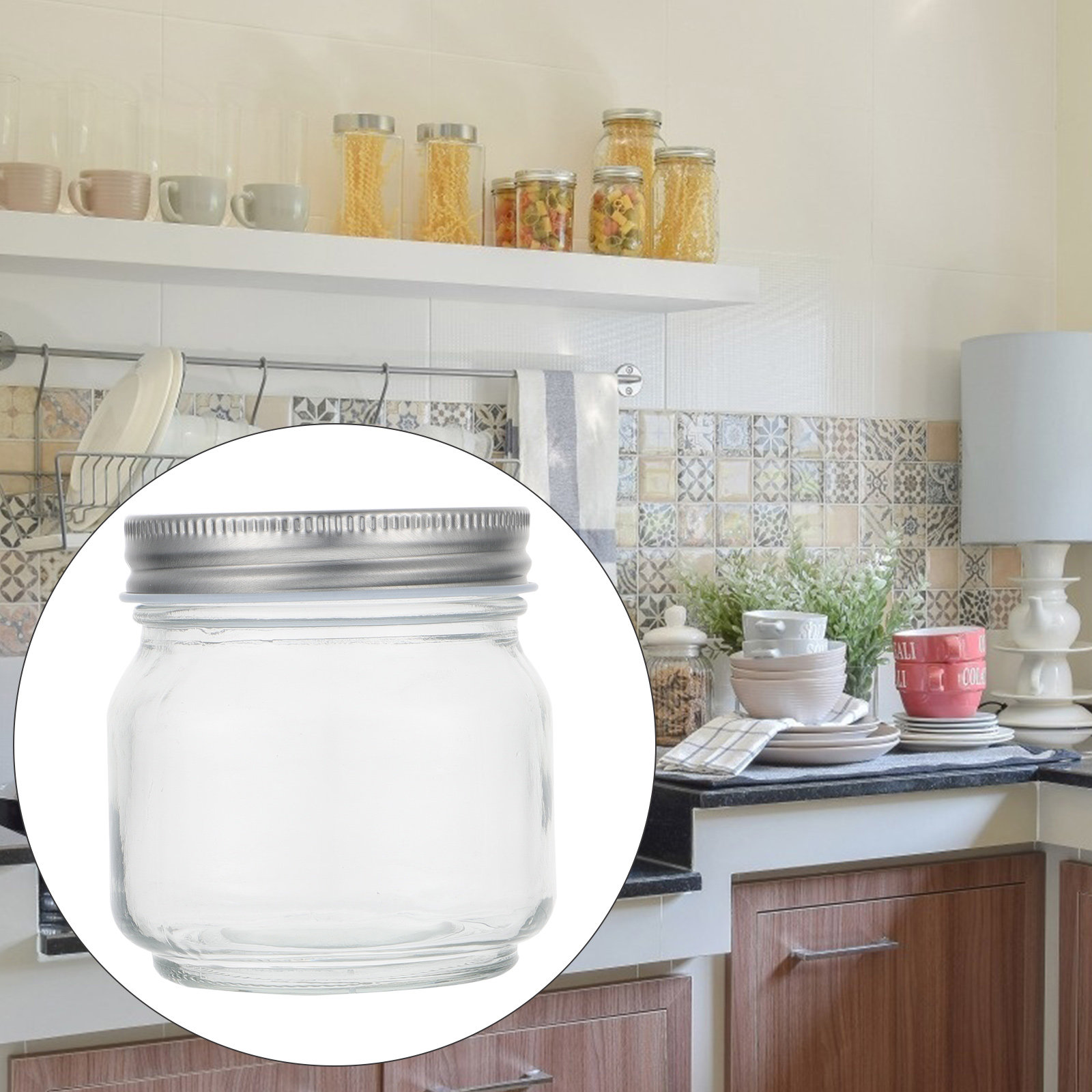 Food Storage Jars Airtight - 6Pcs Thick Transparent Glass Mason Jars