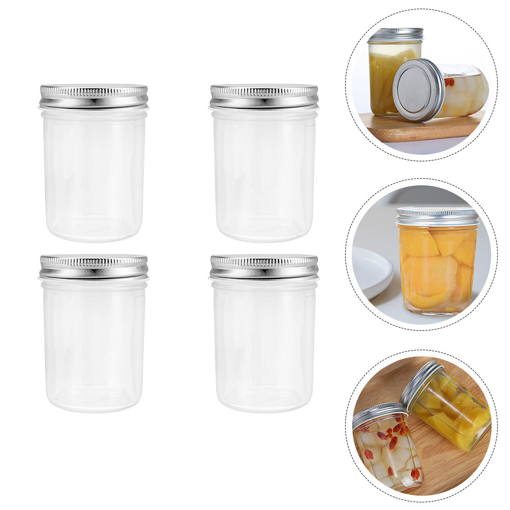Food Storage Jars Airtight - 4Pcs Jam Canning Jars Glass Sealing