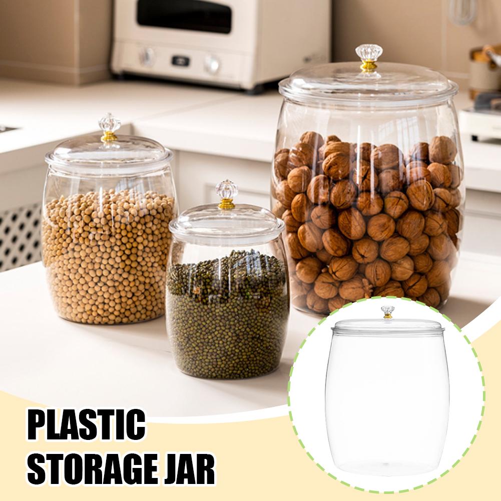Food Storage Jars Airtight - Large Transparent Plastic Sealed Jar with