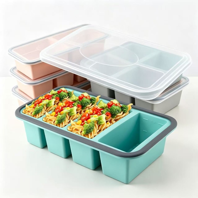 Food Storage Large - Silicone Freezer Molds with Lid，Soup Ice