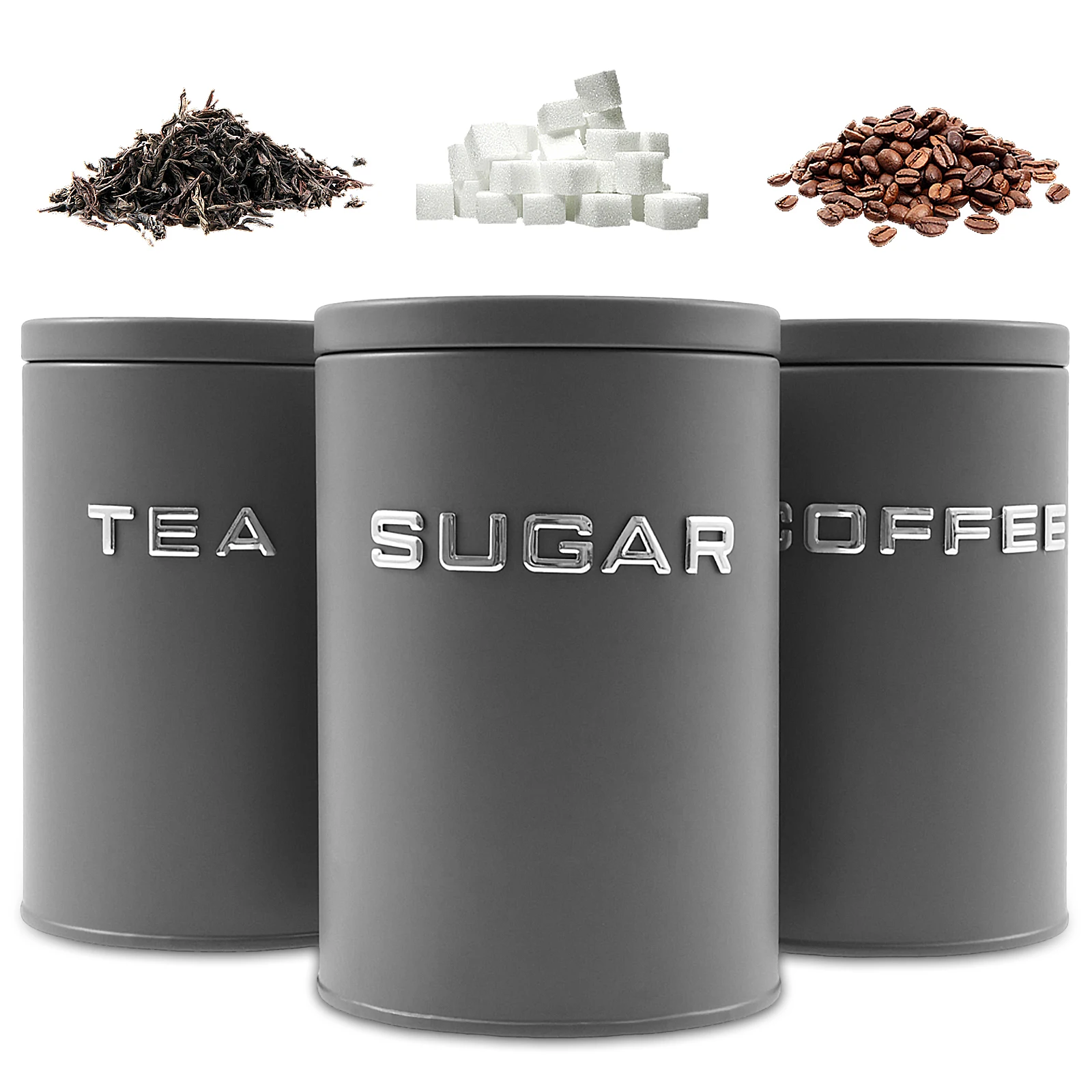 Food Storage Jars Airtight - 3 Pcs Tea Coffee Sugar Canister