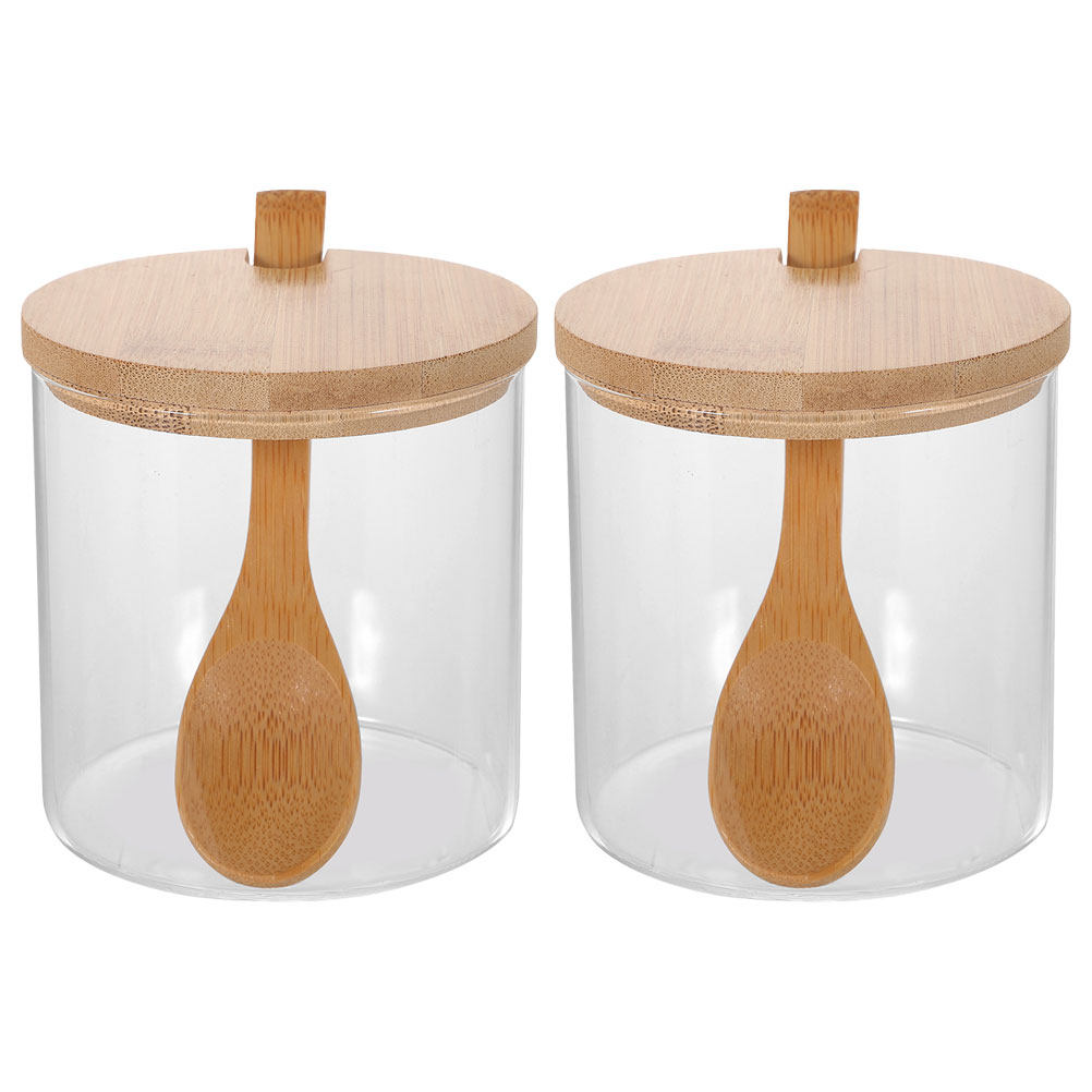 Food Storage Jars With Lids - 2Sets Clear Glass Seasoning Containers with