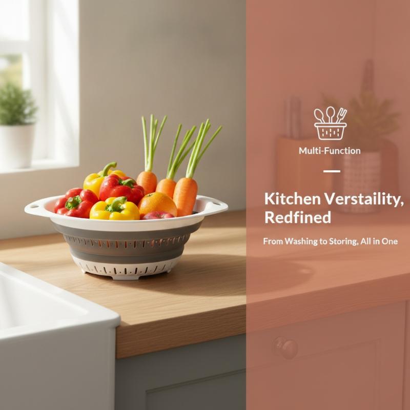 Food Storage Vegetables - Durable Silicone Folding Drainer Basket Foldable