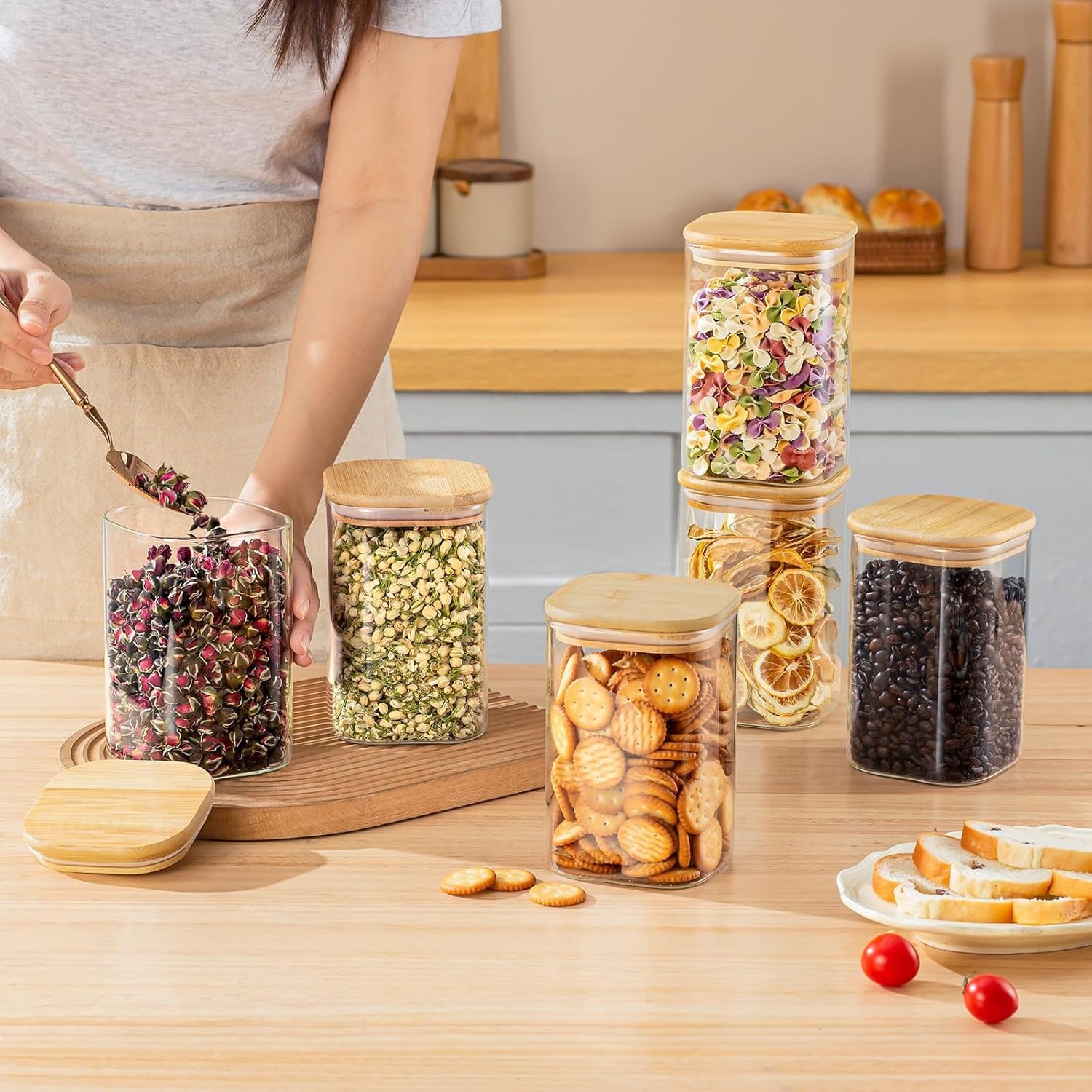 6 Pack Glass Food Storage Jars - Food Storage Jars With Lids ulasan dan harga