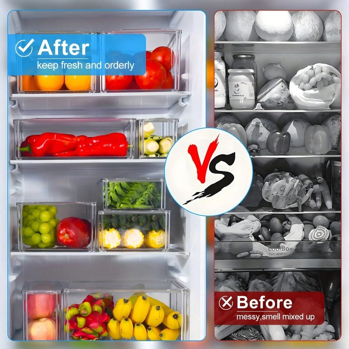 7/14 Pack Stackable Fridge Org - Food Storage Vegetables ulasan dan harga