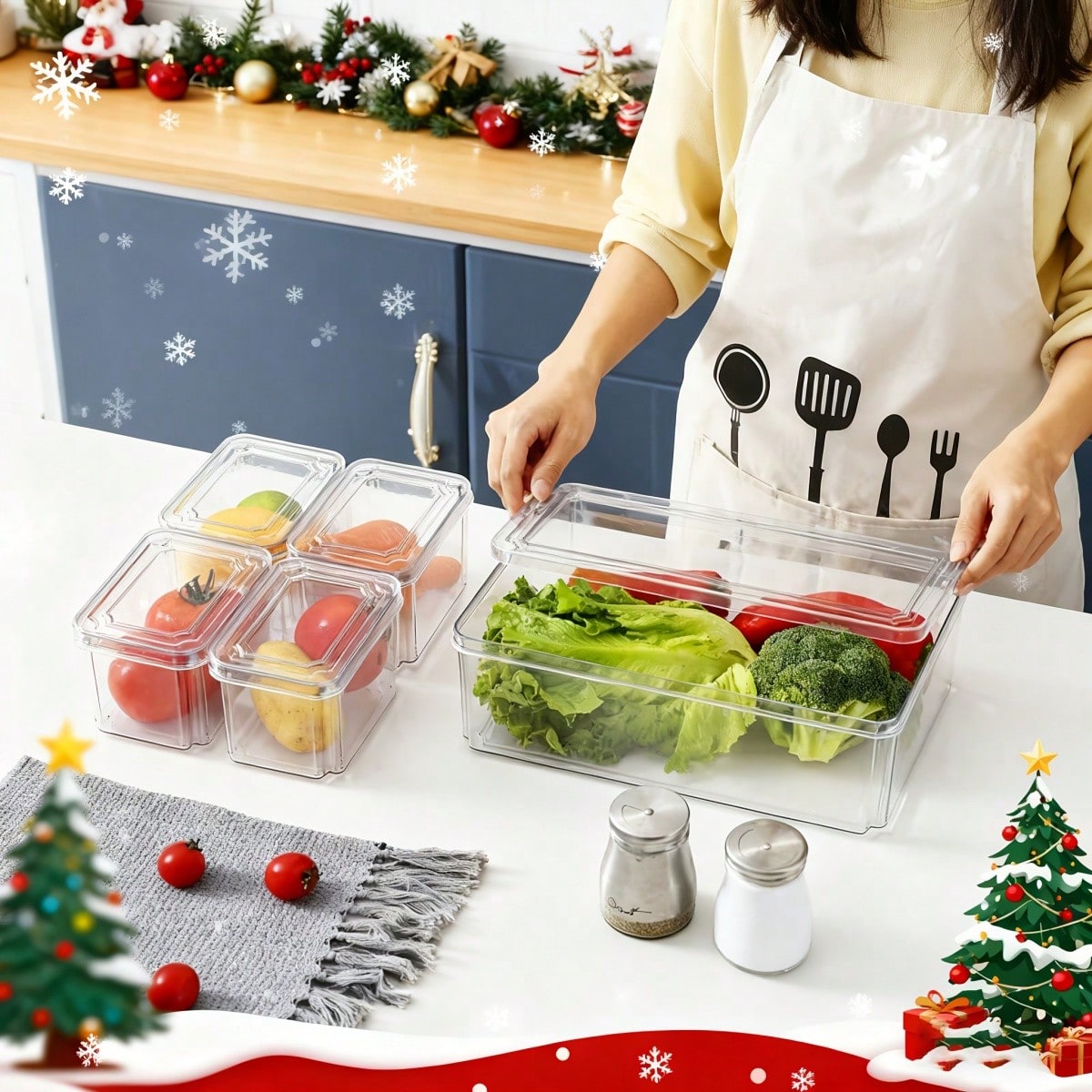 7/14 Pack Stackable Fridge Org - Food Storage Vegetables ulasan dan harga