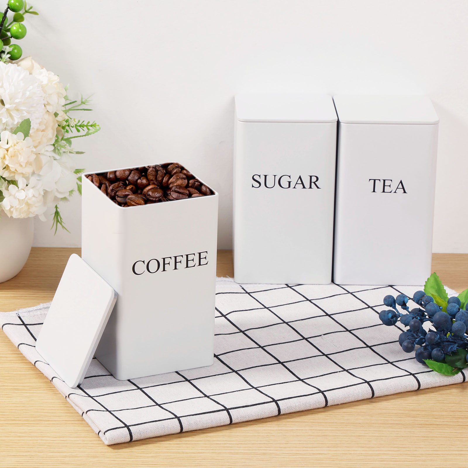 3Pcs Coffee Bean Storage Canis - Food Storage Jars With Lids ulasan dan harga