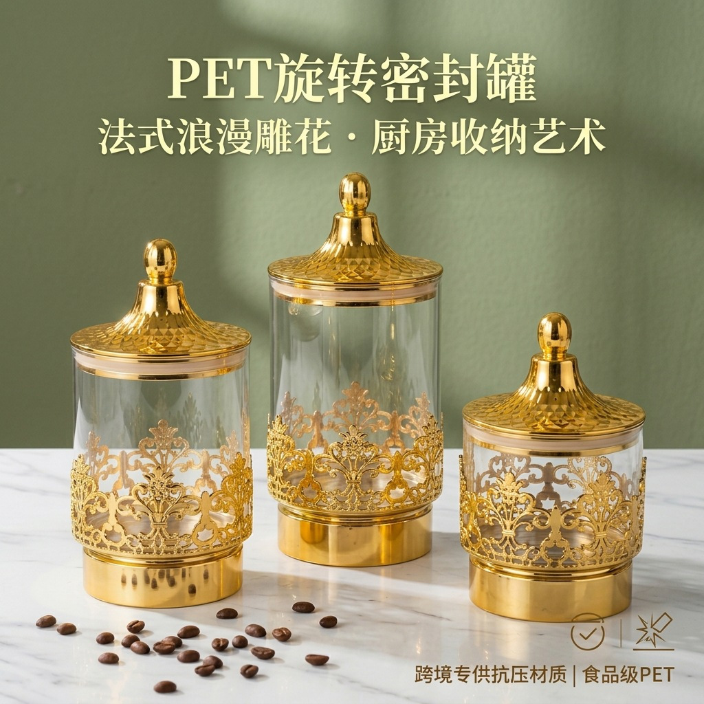 European Transparent Gold-plat - Food Storage Room ulasan dan harga