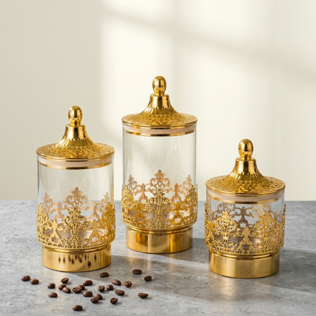 European Transparent Gold-plat - Food Storage Room ulasan dan harga