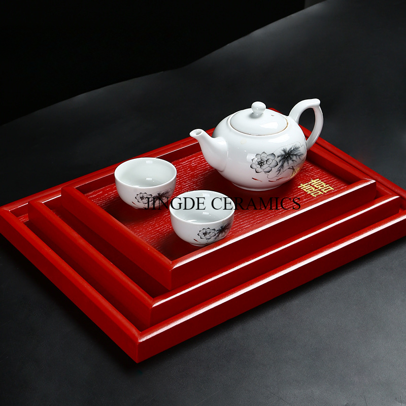 1pc Wooden Red Tray Wedding Su - Food Storage Room ulasan dan harga