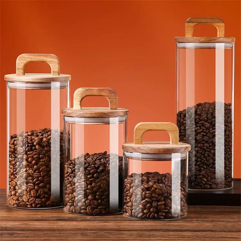 Clear Glass Jar with Bamboo Li - Food Storage Jars With Lids ulasan dan harga