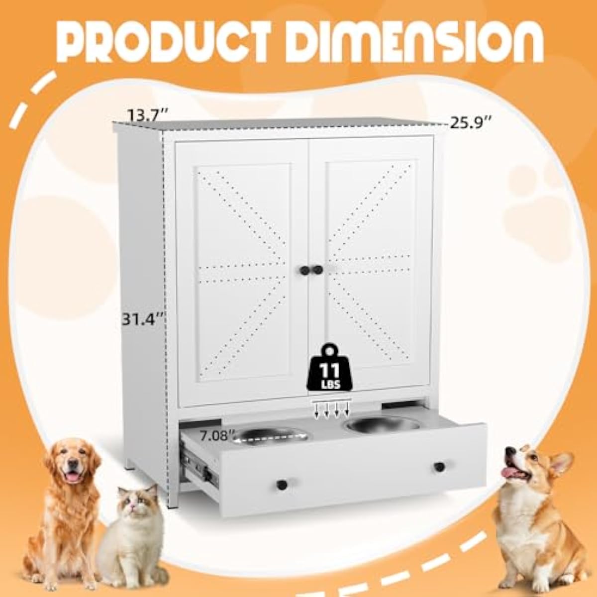 Metal Pet Feeding Station with - Food Storage Drawers ulasan dan harga