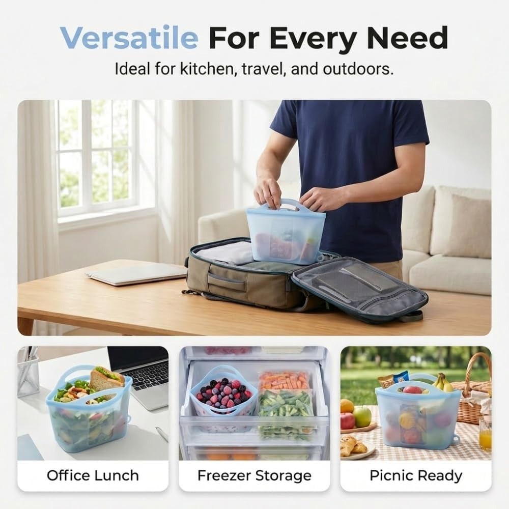 1500ml Food Storage Bags Reusa - Food Storage Ziploc ulasan dan harga