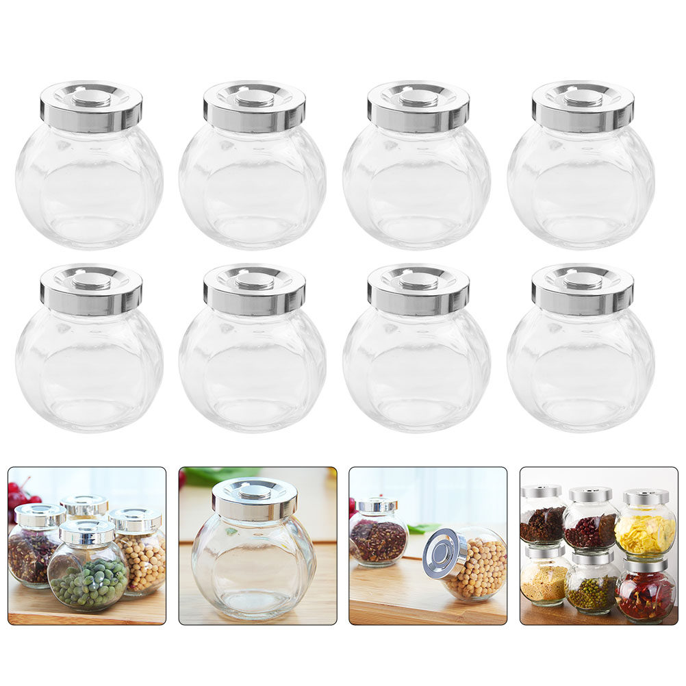 8Pcs Lightweight Portable Glas - Food Storage Jars Airtight ulasan dan harga