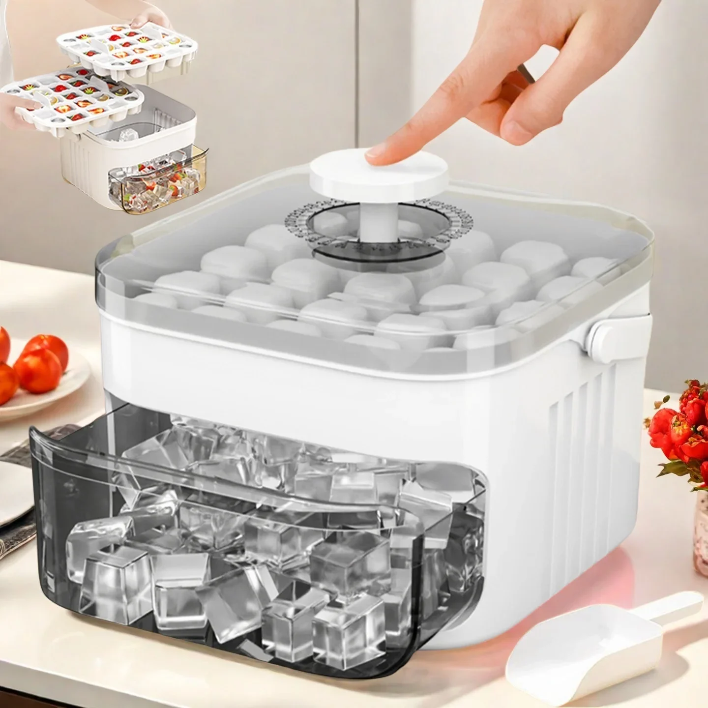 Cube Ice Maker with Easy Press - Food Storage Large ulasan dan harga