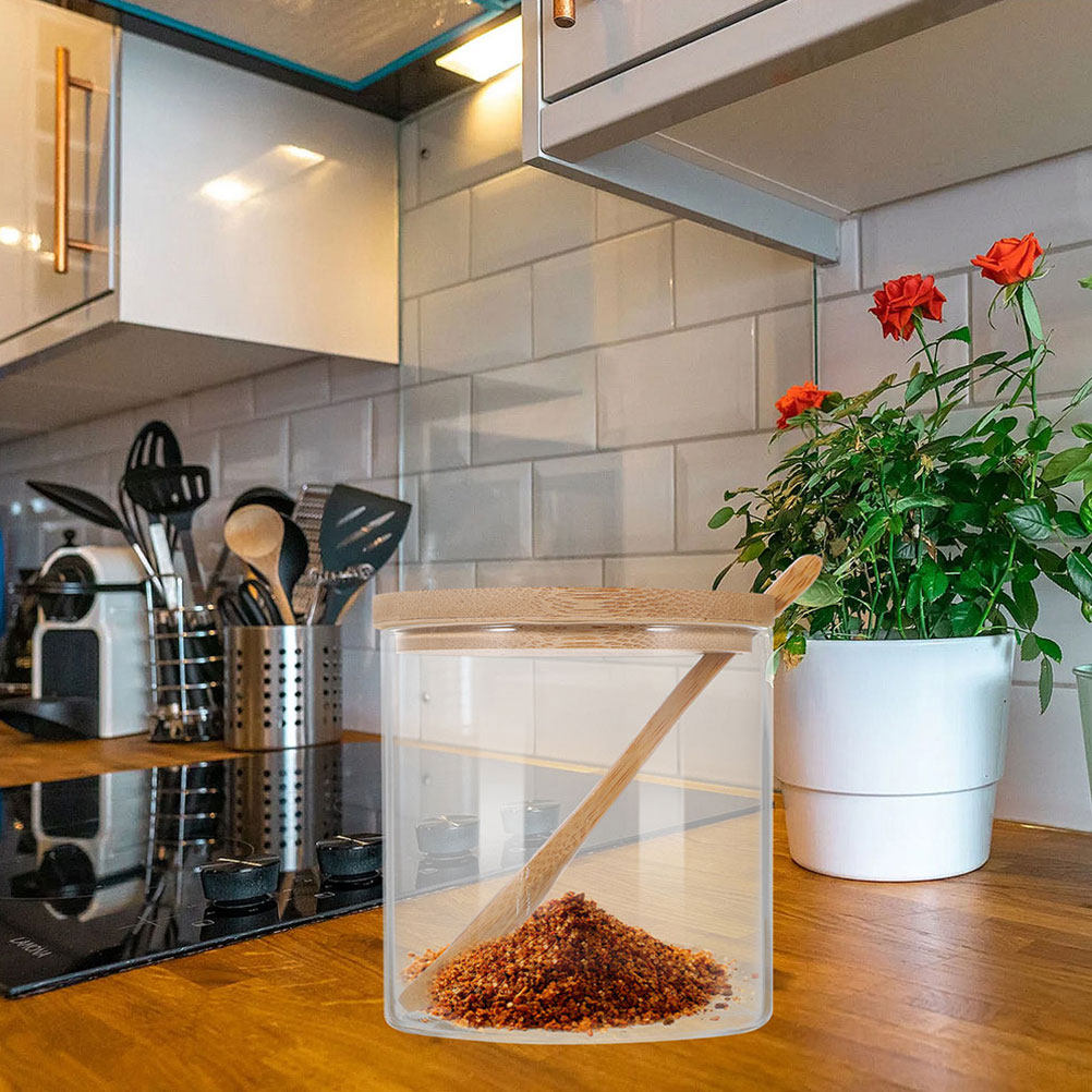 2Sets Clear Glass Seasoning Co - Food Storage Jars With Lids ulasan dan harga